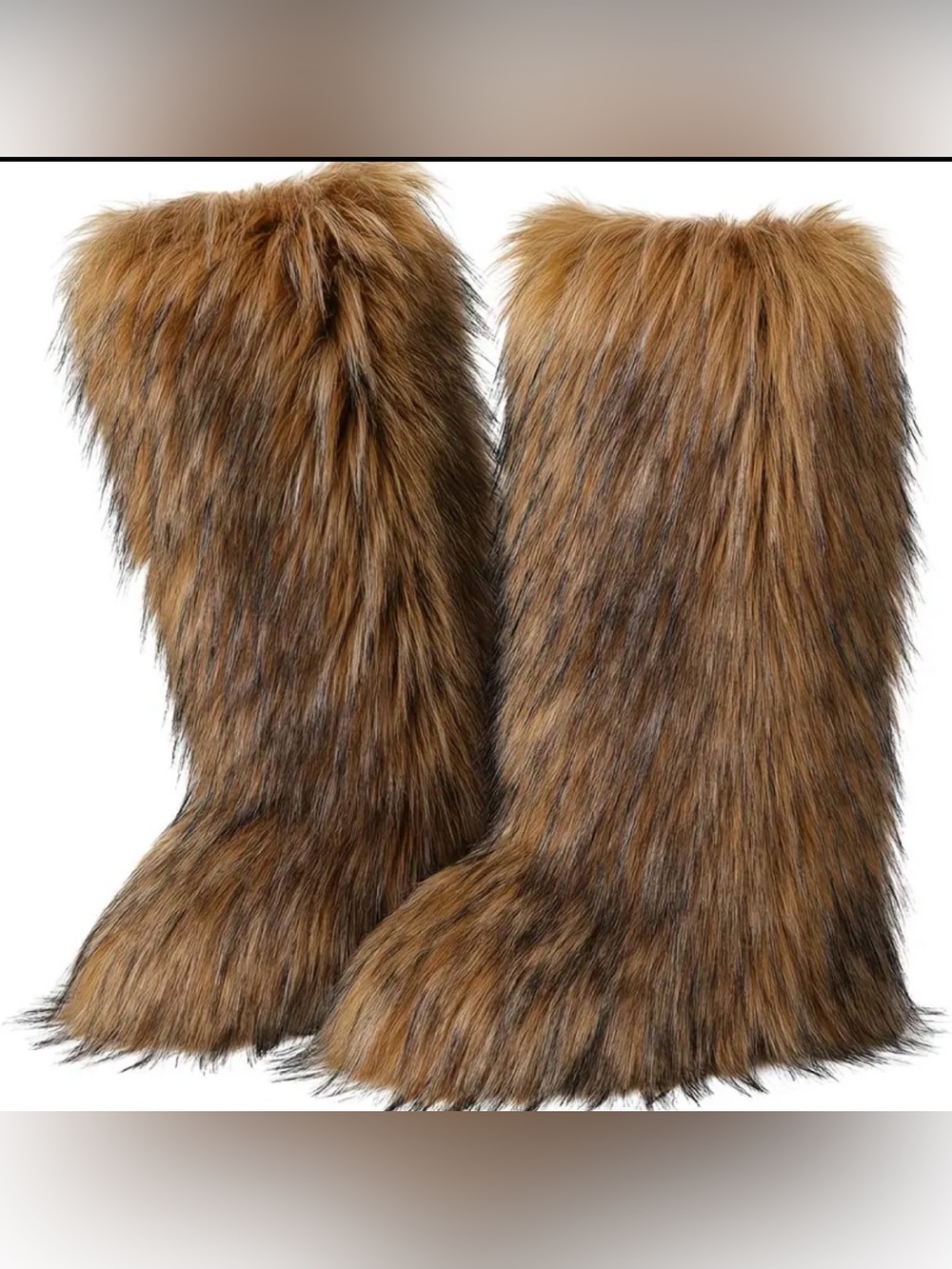 Faux Fur Tall Brown Women's Fashion Boots